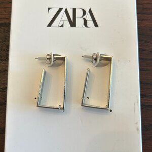 Zara Rectangular Silver Earrings NEW